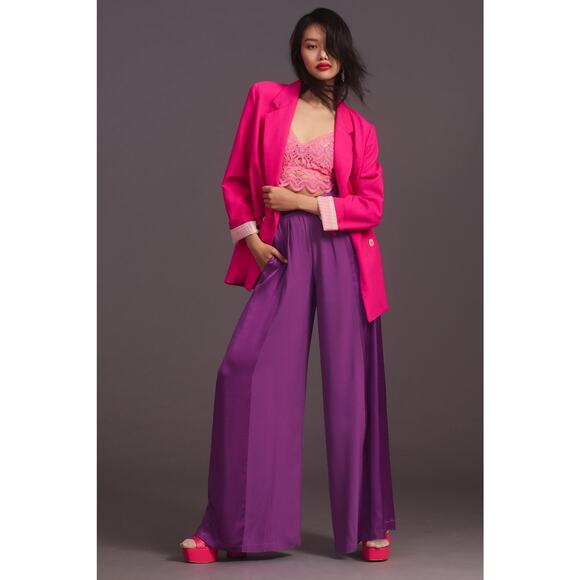 NWT Anthropologie Corey Lynn Wide-Leg Satin Pants - Large - Picture 1 of 7